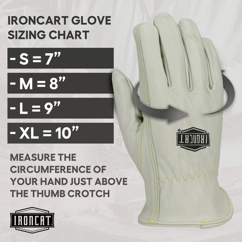 IRONCAT 6141 Kidskin TIG Welding Gloves â€“ Large, Kevlar Thread Welding Gloves with 4 in. Gold Cuff, Straight Thumb, Pearl, Natural - Image 4